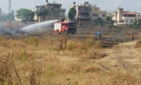 حريق بالقرب من مدرسة الرازي الاعدادية في جلجولية 